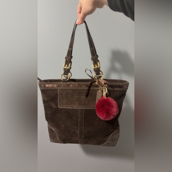 Coach Brown Suede Tote Bag RARE! - Picture 2 of 10